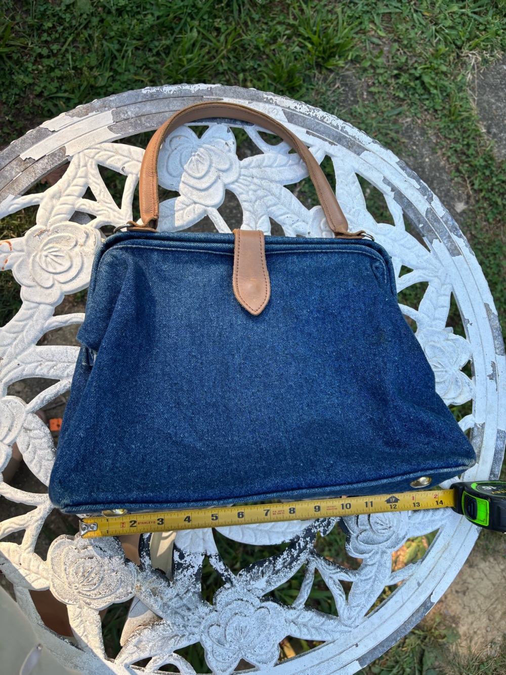 vintage 1980s/1990s Sunbelt Sportswear denim carpet-style satchel handbag